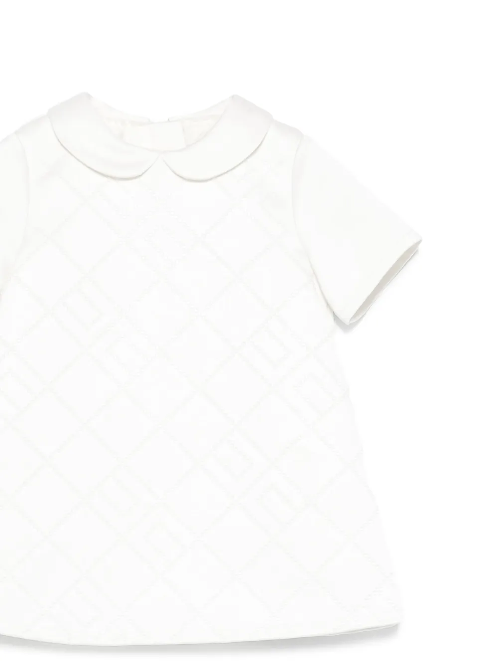 Elisabetta Franchi La Mia Bambina Gewatteerde jurk met Peter Pan kraag Wit