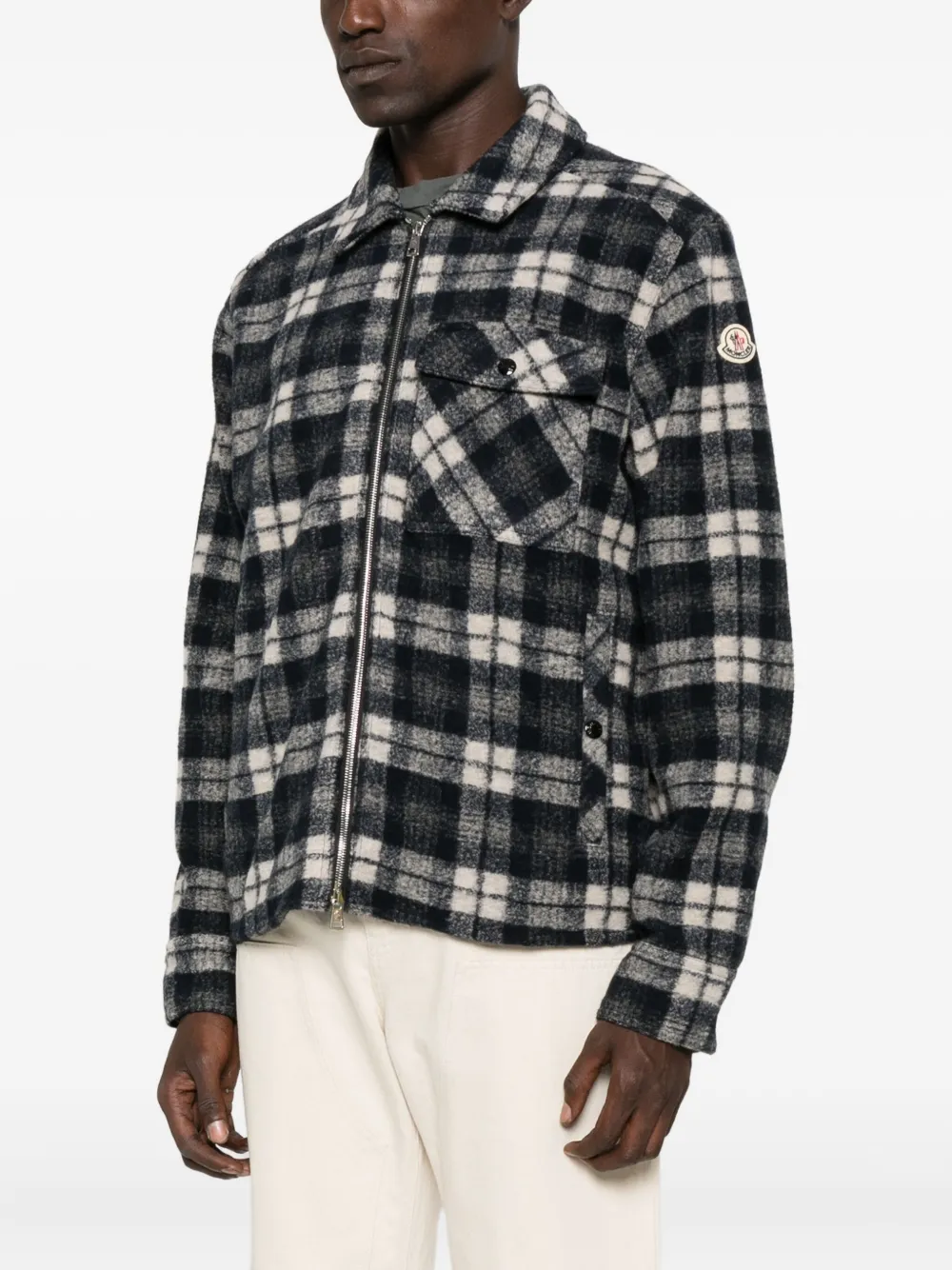 Moncler Geruit jack met rits Blauw