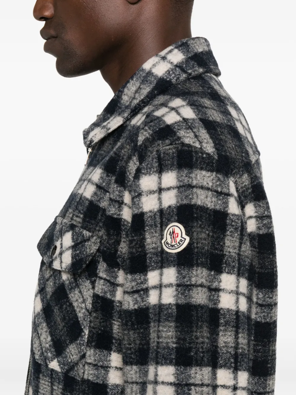 Moncler Geruit jack met rits Blauw