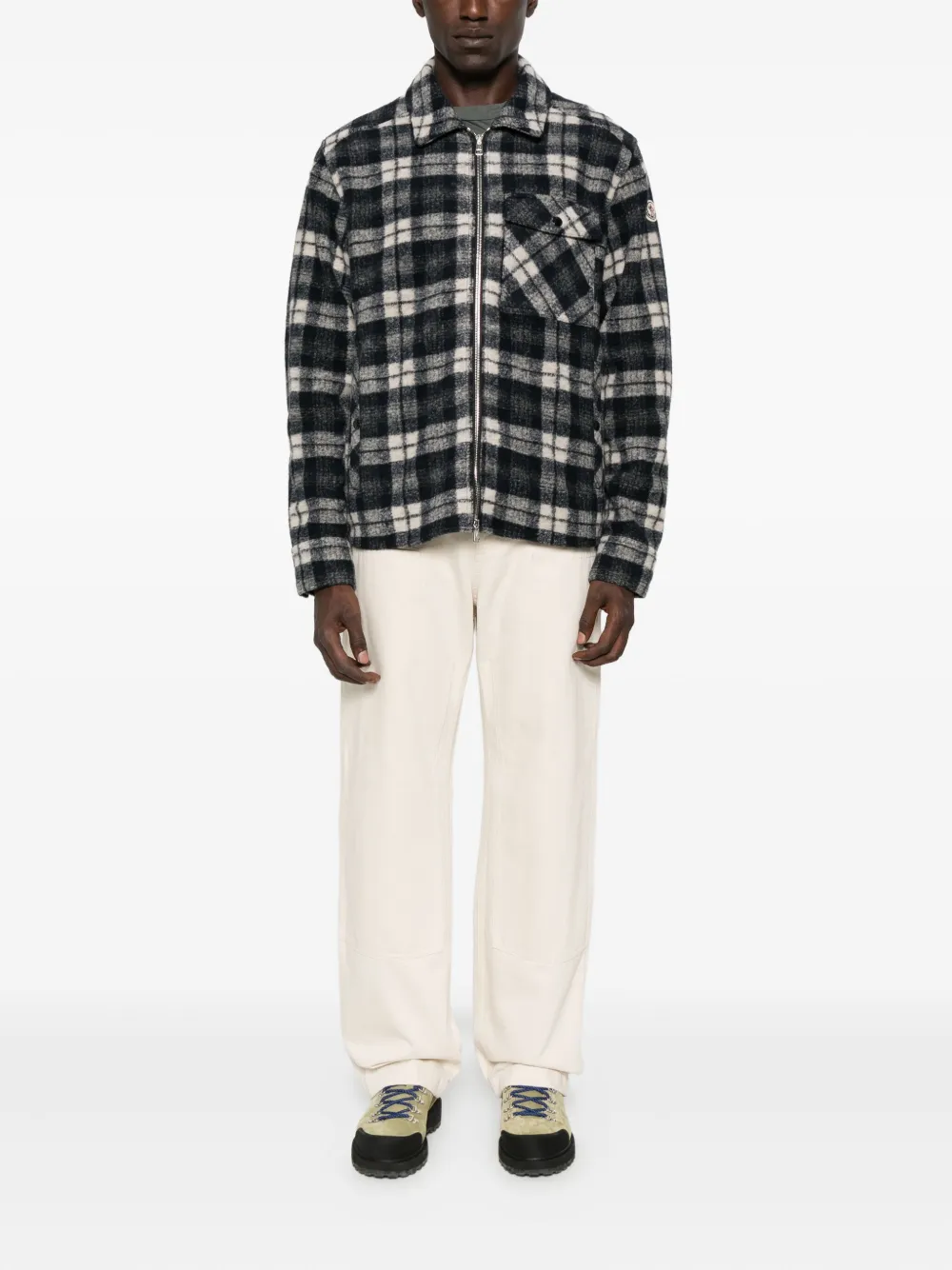 Moncler Geruit jack met rits Blauw