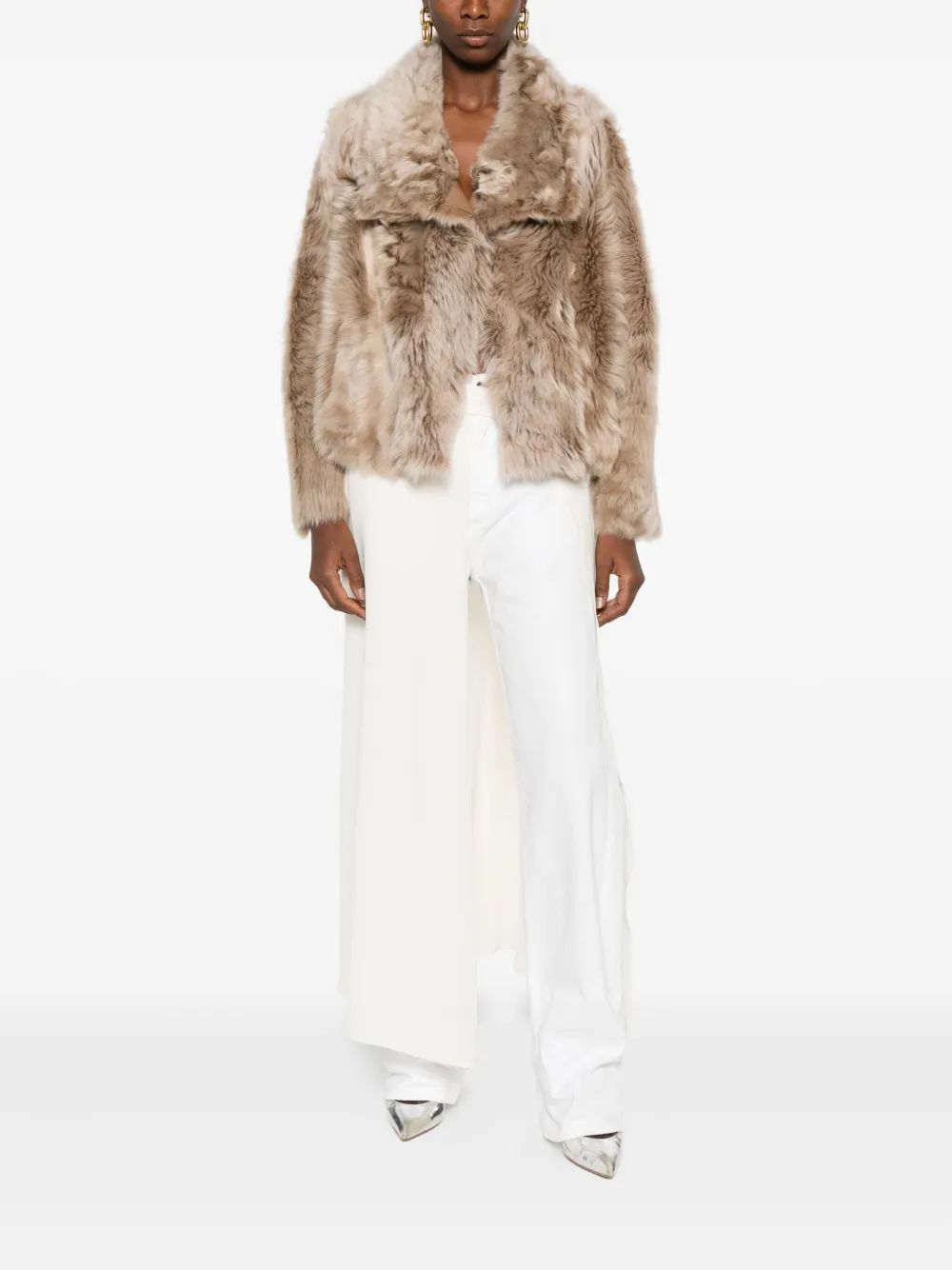 Yves Salomon Jack met leren afwerking Beige