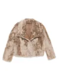 Yves Salomon leather-trimmed fur jacket - Neutrals