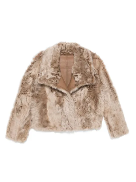 Yves Salomon leather-trimmed fur jacket