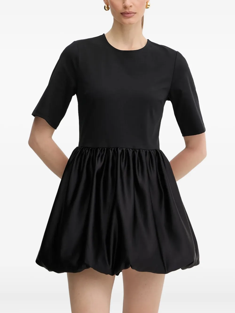 Twinset Gathered-skirt Mini Dress In Black