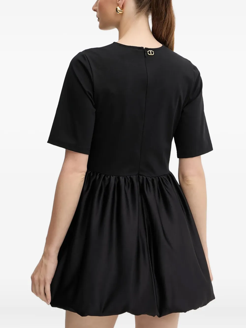 Twinset Gathered-skirt Mini Dress In Black