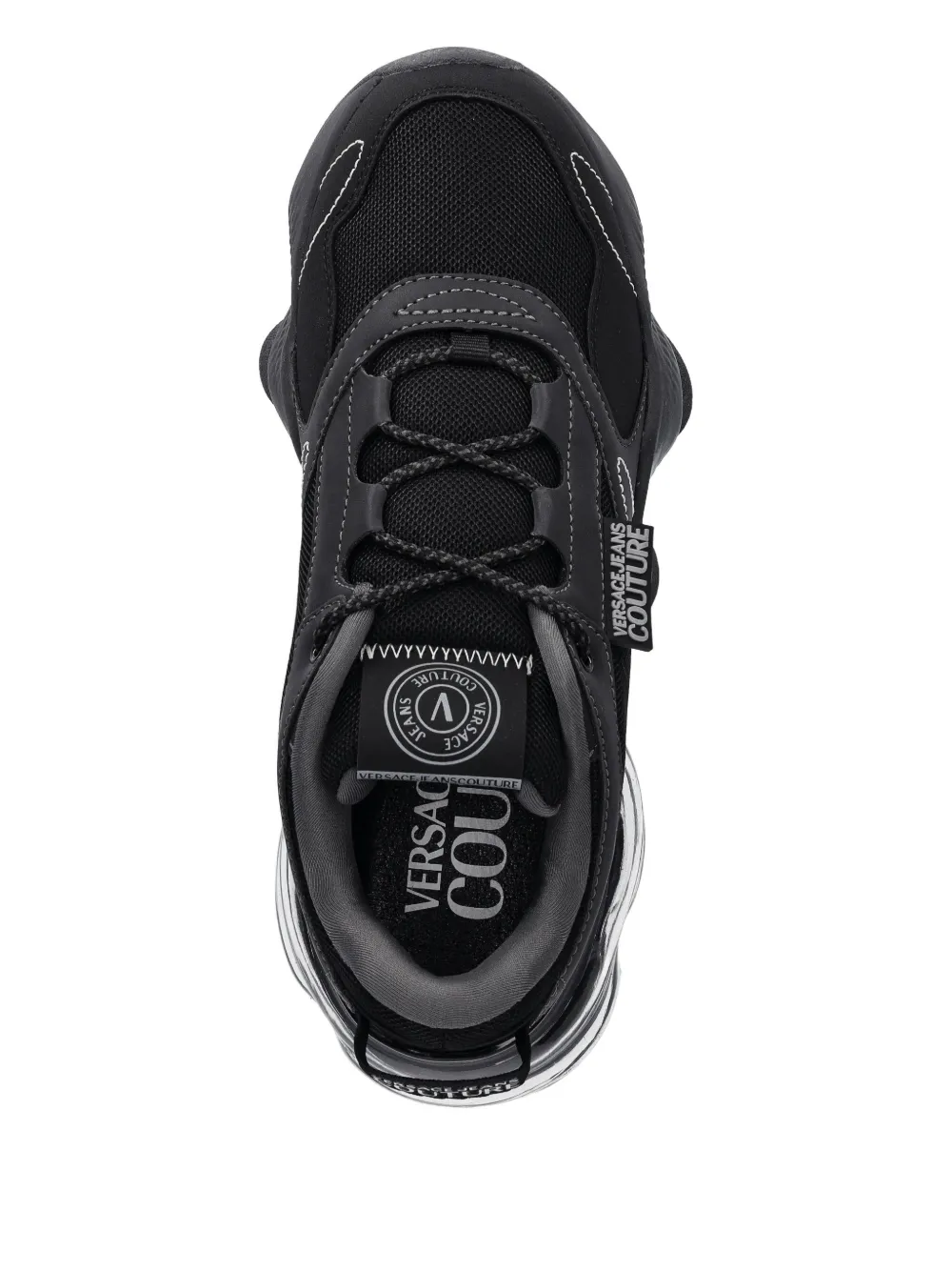 Versace Jeans Couture Sneakers met logodetail en ronde neus Zwart
