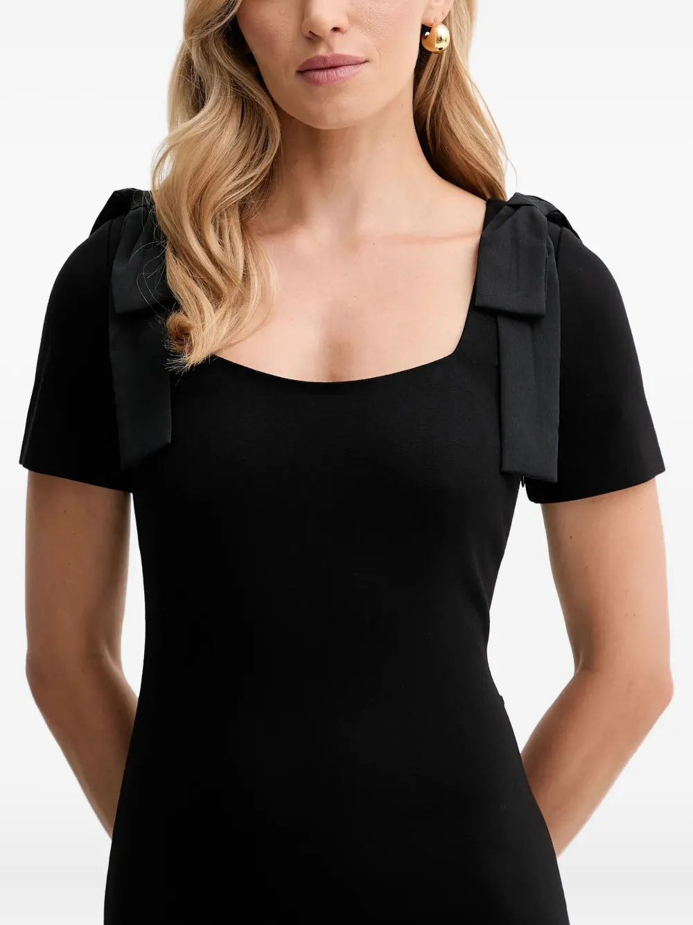 Twinset Bow-detail Midi Dress In Black