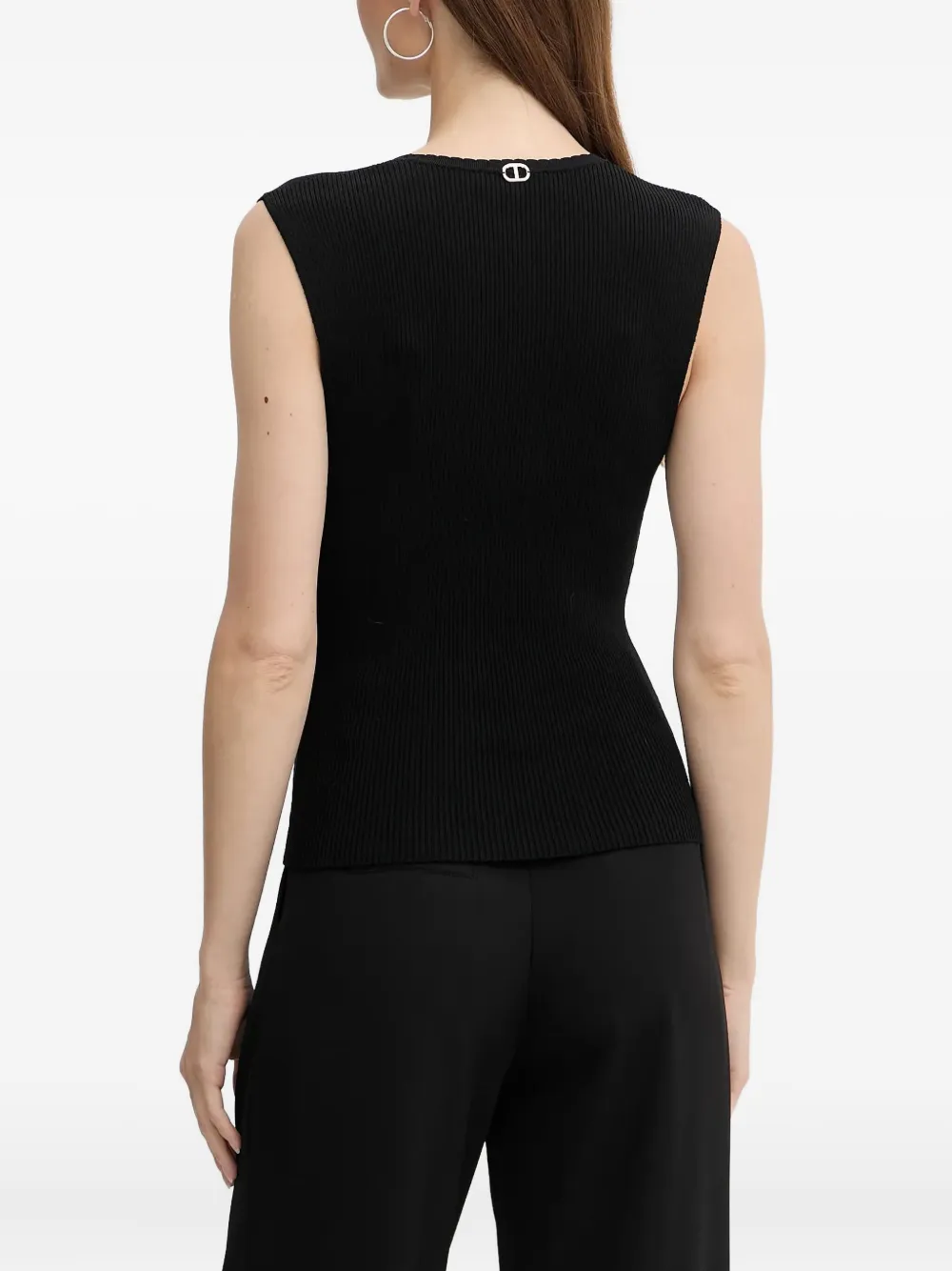 TWINSET Geribbelde tanktop Zwart