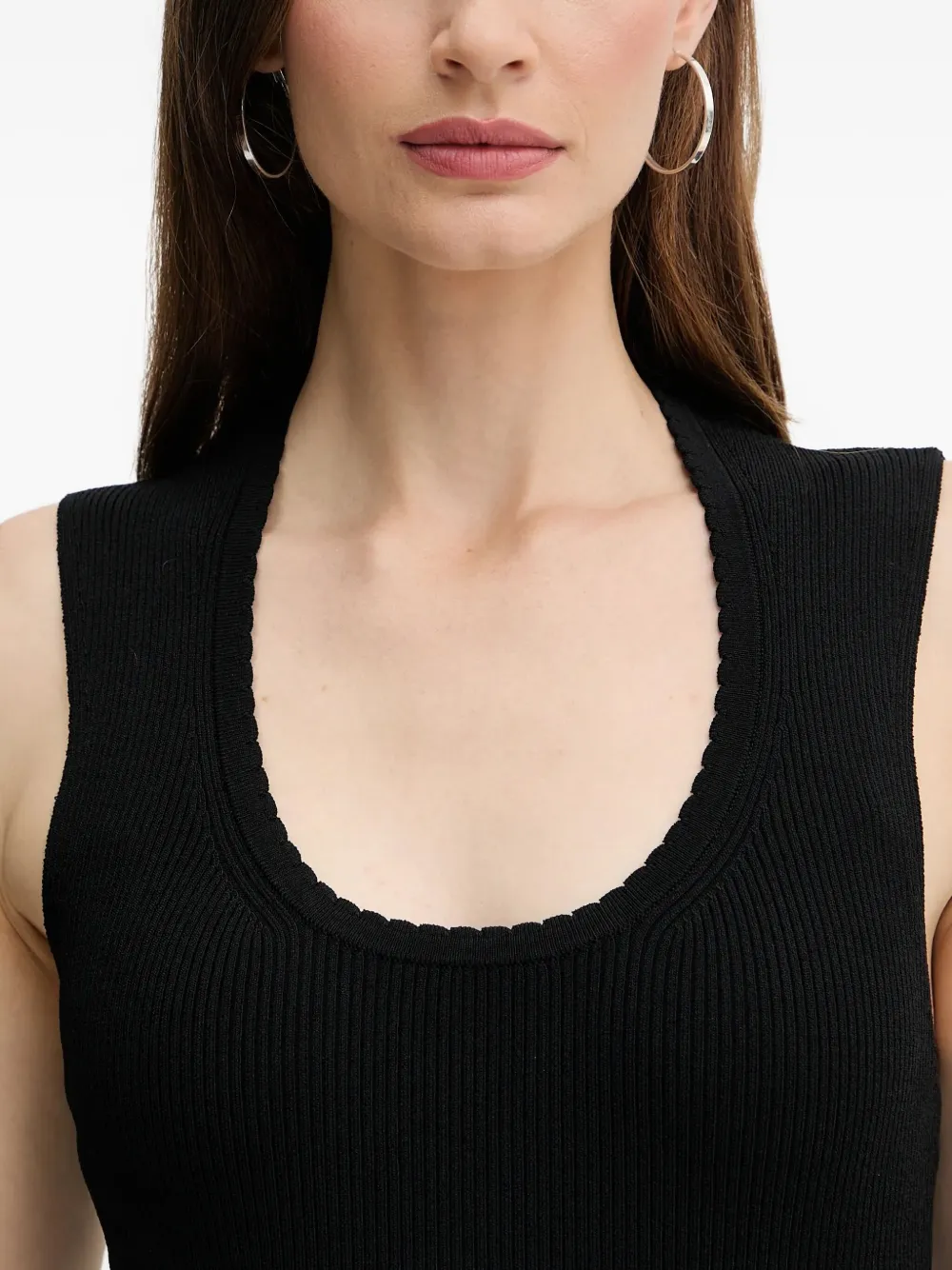 TWINSET Geribbelde tanktop Zwart