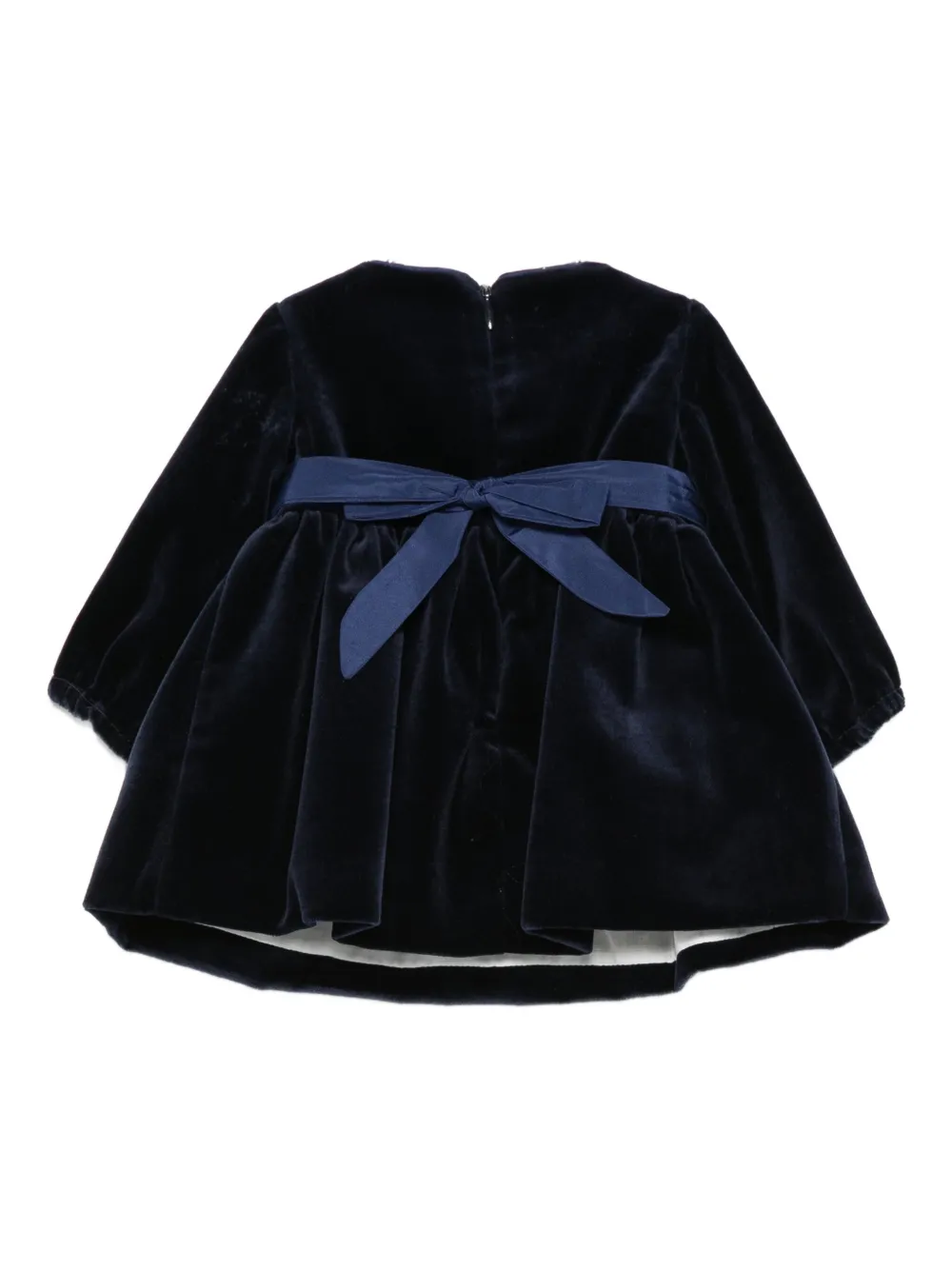 La Stupenderia bow-detail velvet dress set (set of two) - Blauw