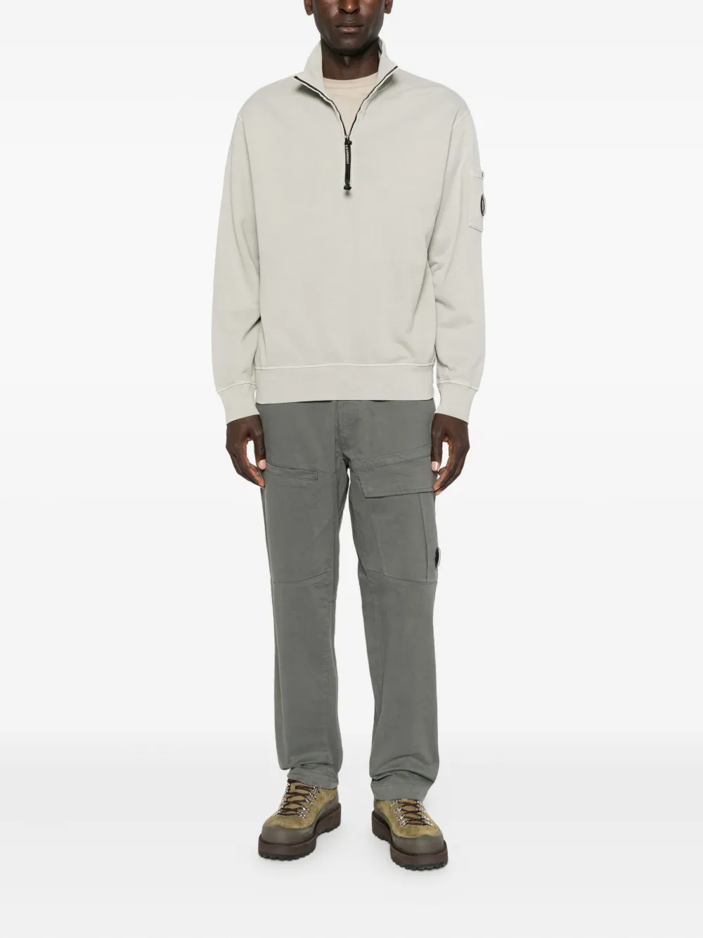 C.P. Company Sweater met halve rits - Grijs