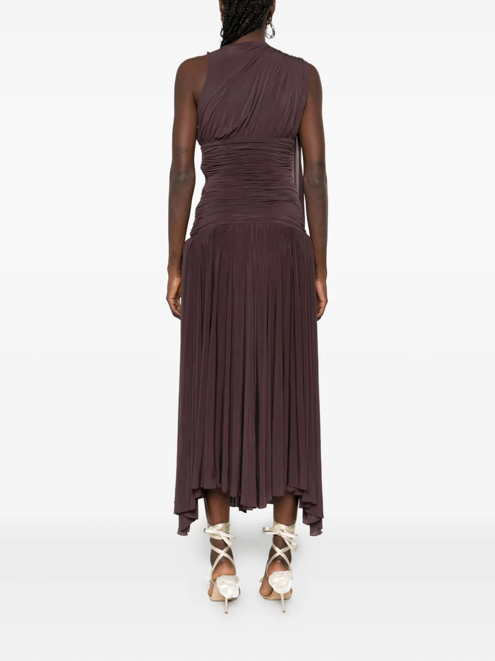 Magda Butrym drop-waist sheer midi dress Rood