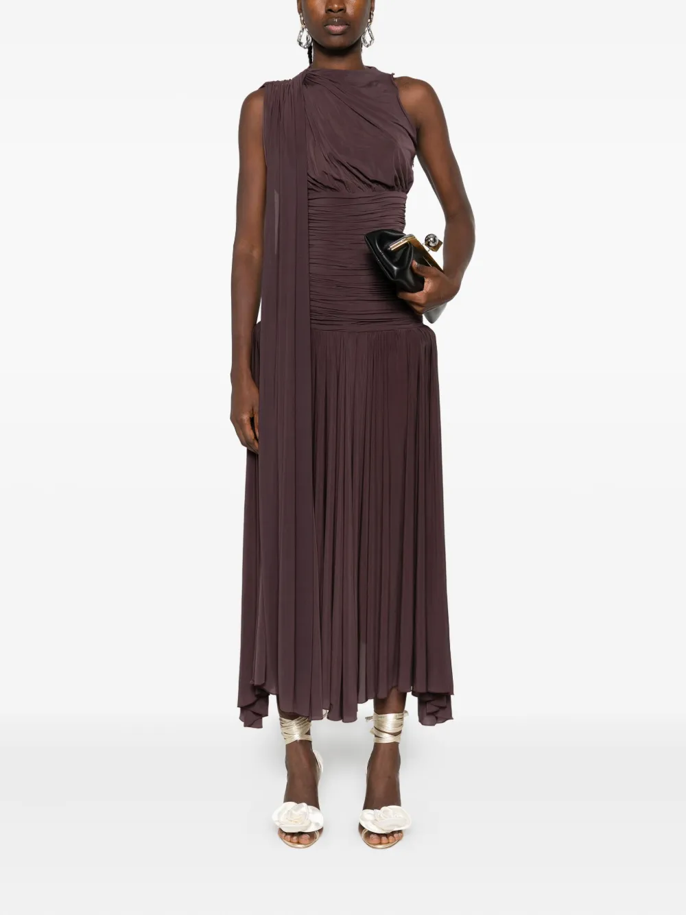 Magda Butrym drop-waist sheer midi dress Rood