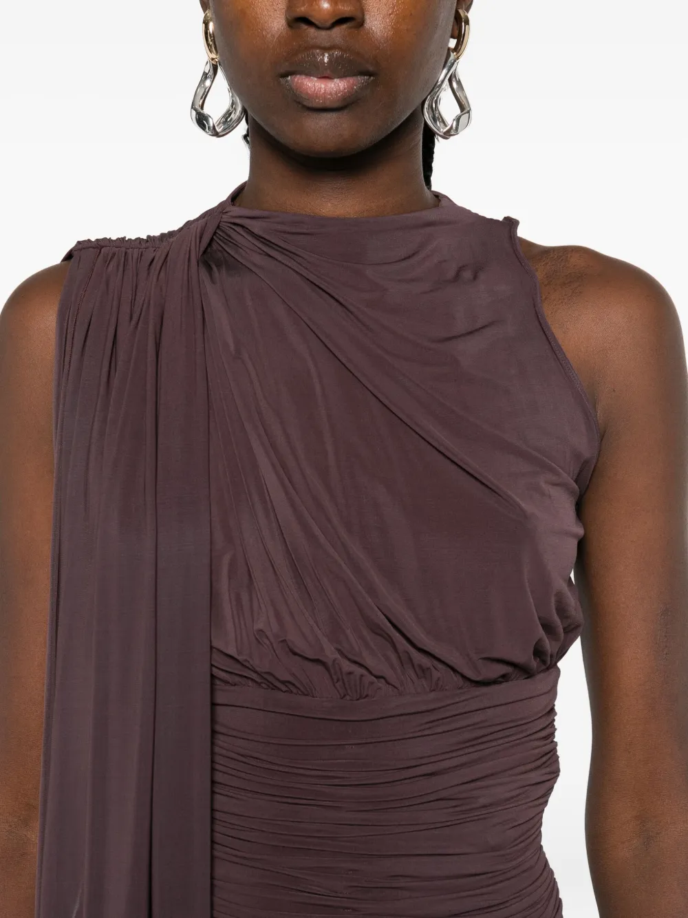 Magda Butrym drop-waist sheer midi dress Rood