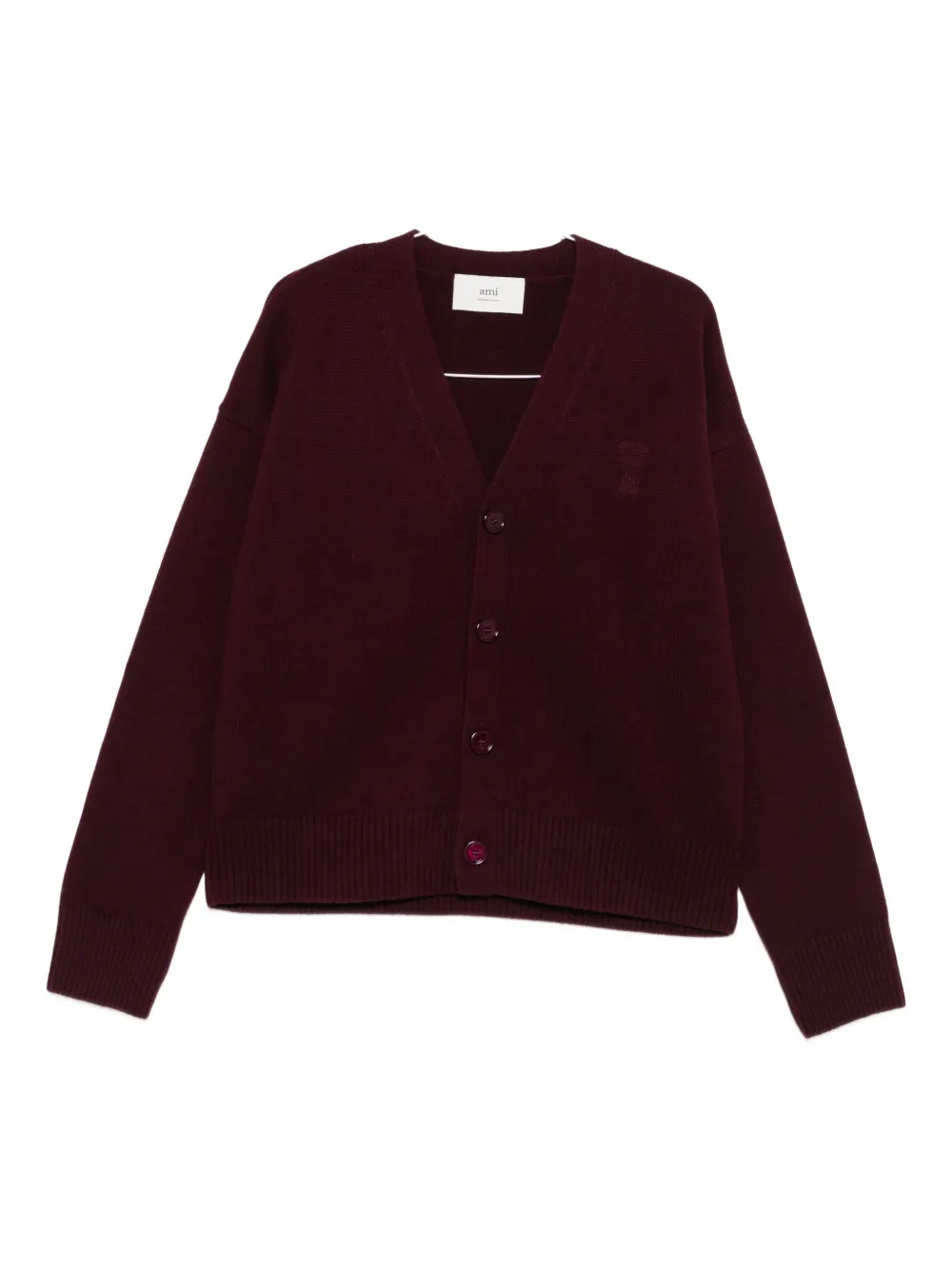 AMI Paris embroidered button cardigan Rood