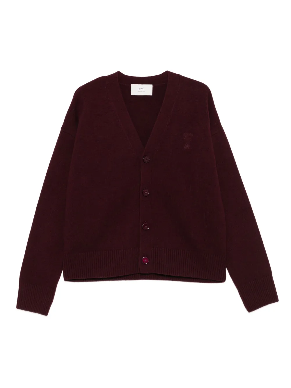 AMI Paris embroidered button cardigan | Red | Image 1