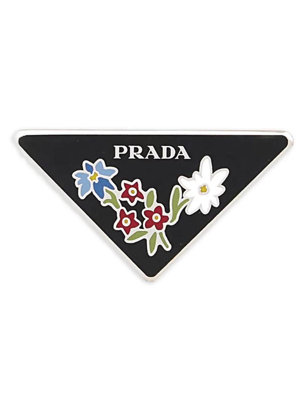 Prada floral triangle brooch - Argento