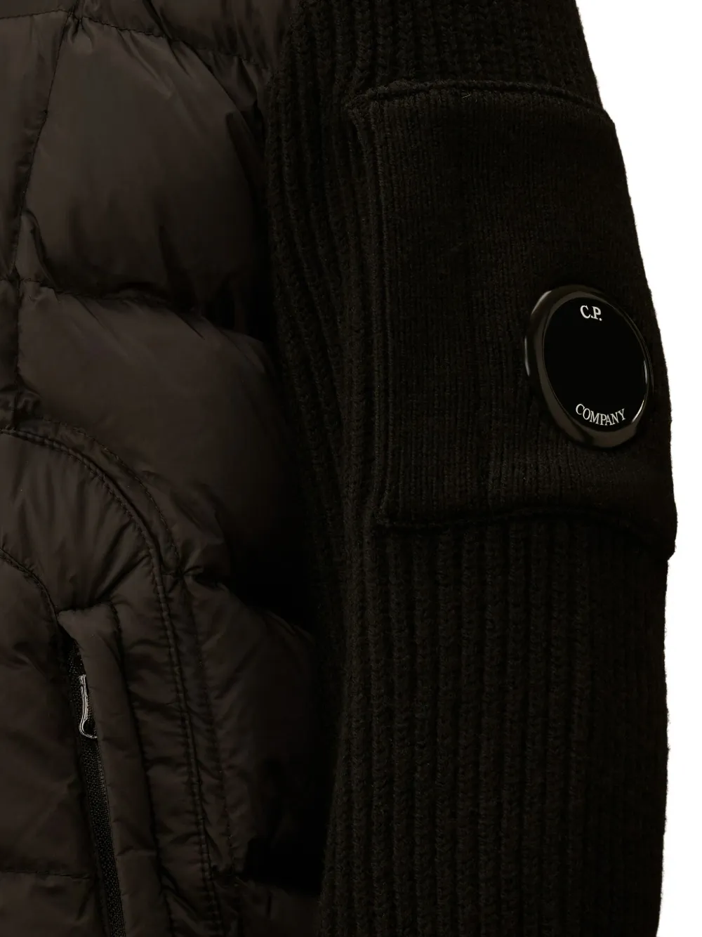 C.P. Company Kids Gewatteerde jack met gebreide mouwen Zwart