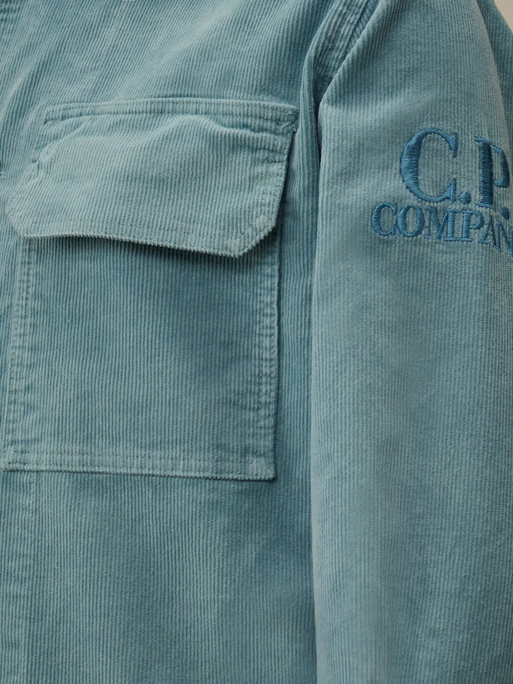 C.P. Company Kids Ribfluwelen shirt met capuchon Blauw