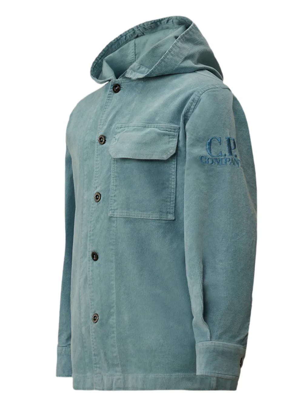 C.P. Company Kids Ribfluwelen shirt met capuchon Blauw