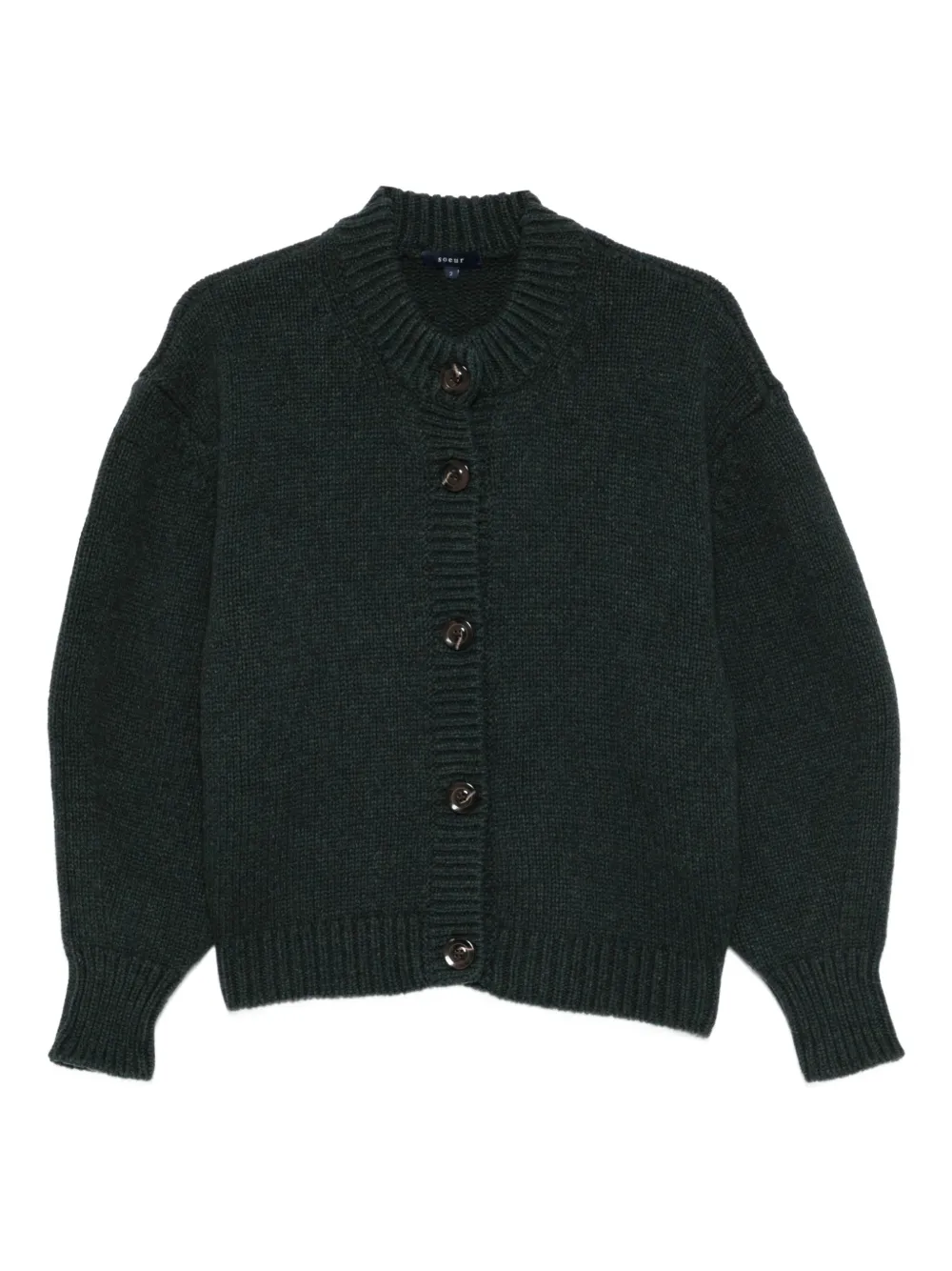 Soeur Leonard vest van merinowol met knopen Groen