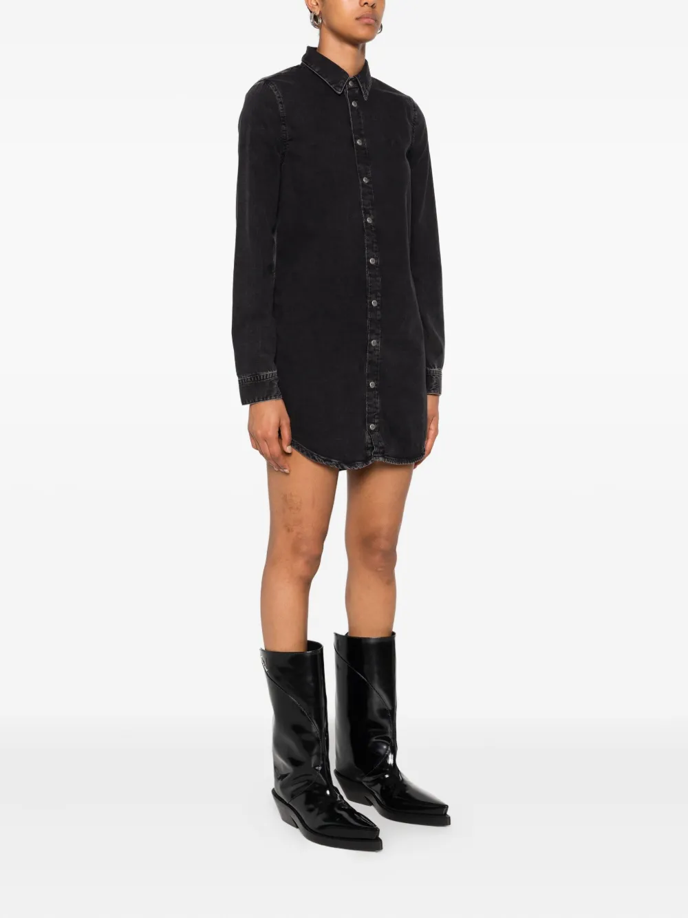Diesel Denim blousejurk met lange mouwen Zwart