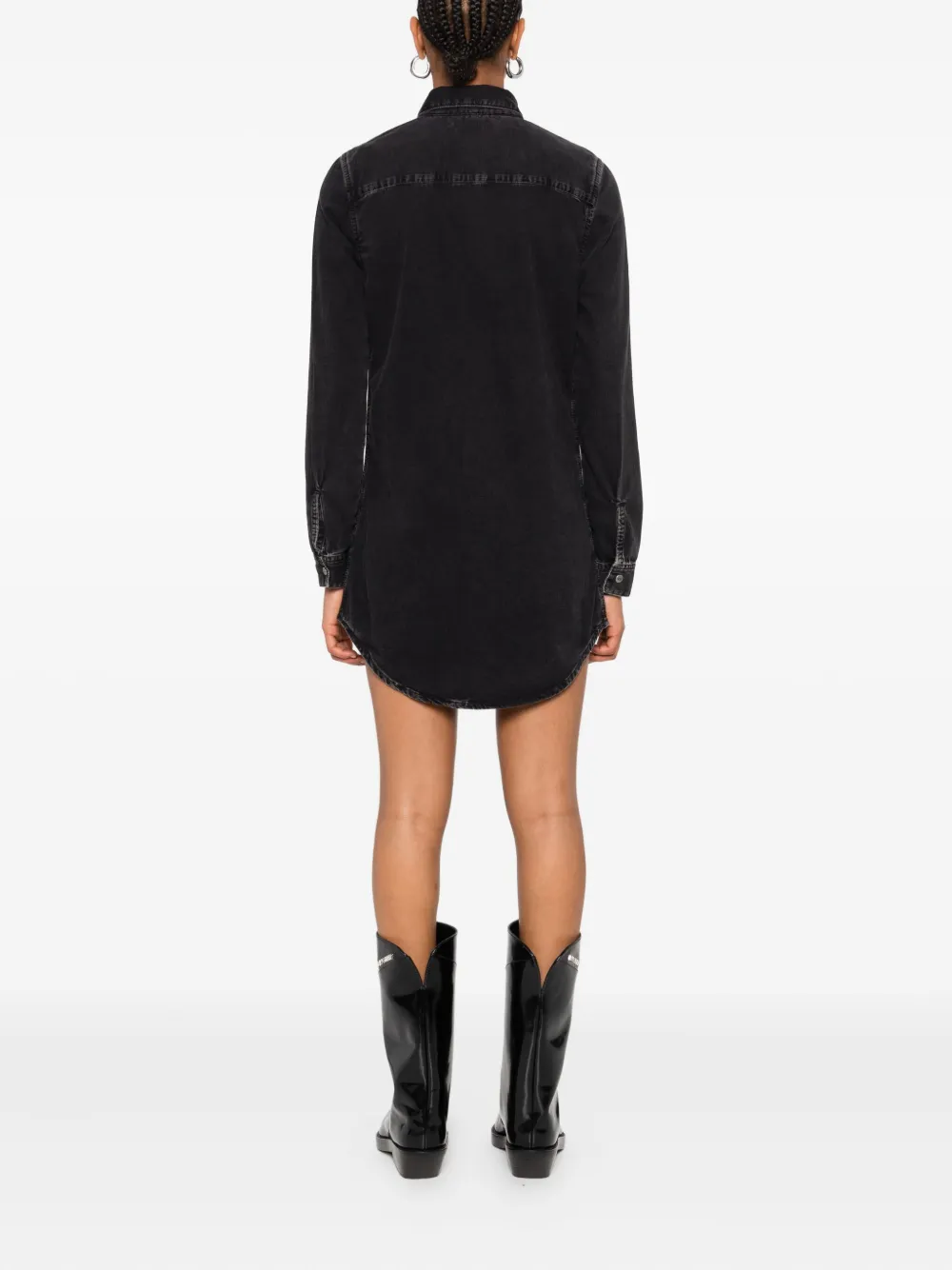 Diesel Denim blousejurk met lange mouwen Zwart