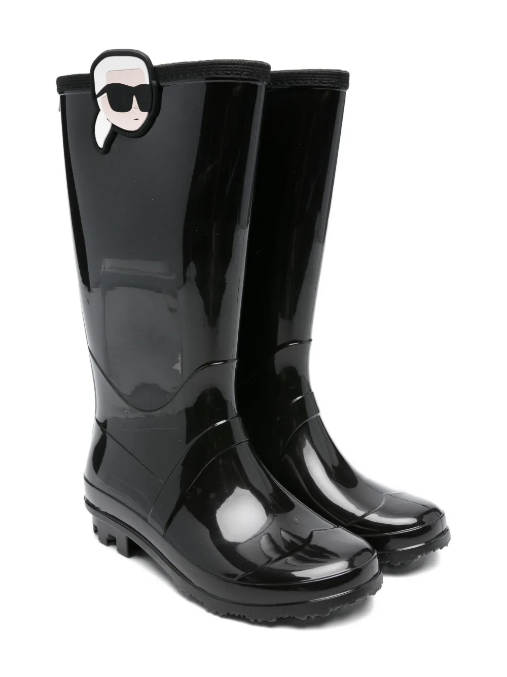 Karl Lagerfeld Kids logo-detail glossy rain boots - Nero