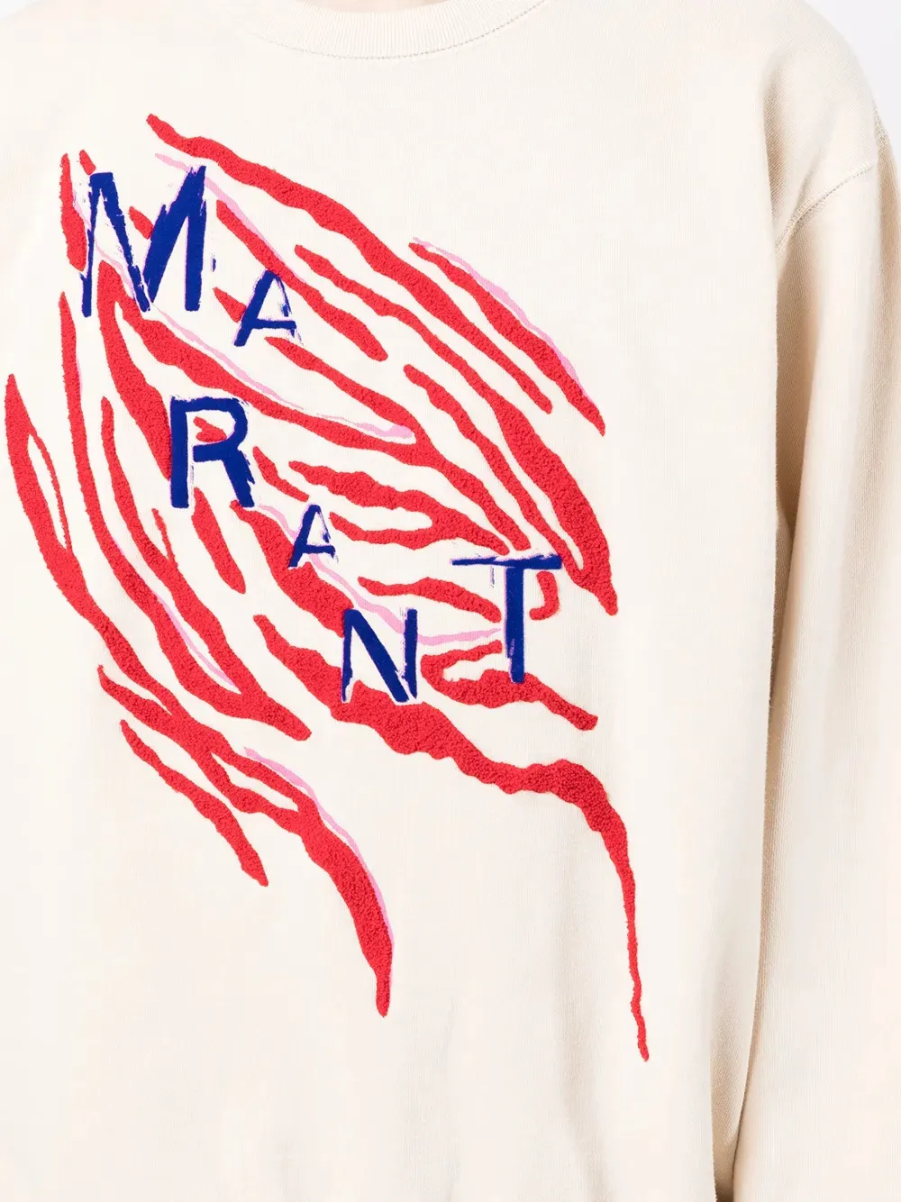 MARANT tiger-stripe embroidered sweatshirt Wit