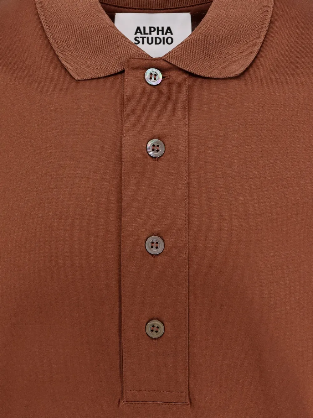  Alpha Studio Short-sleeve Cotton Polo Shirt - Brown 