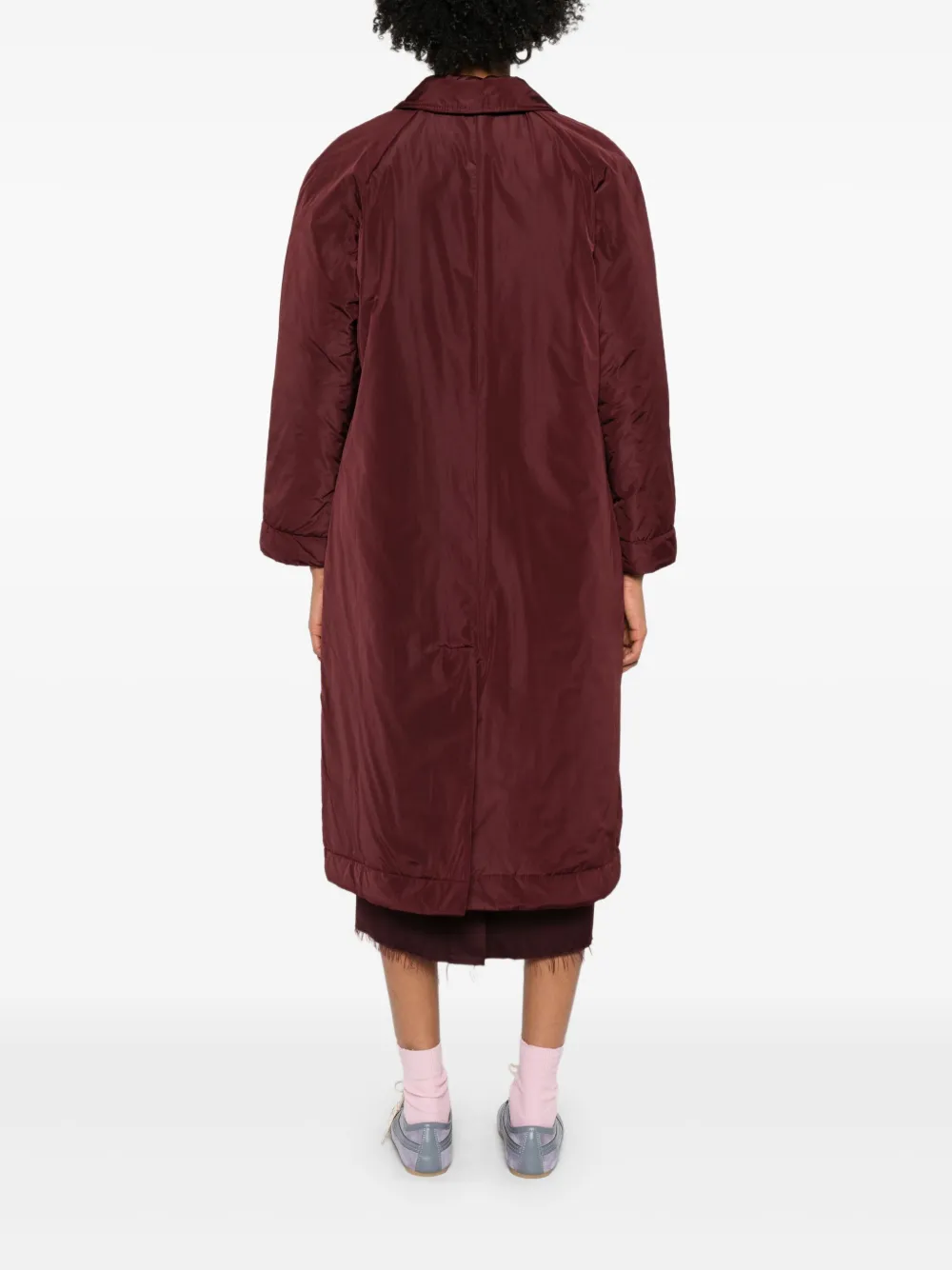 Niū Button-fastening Coat In Burgundy