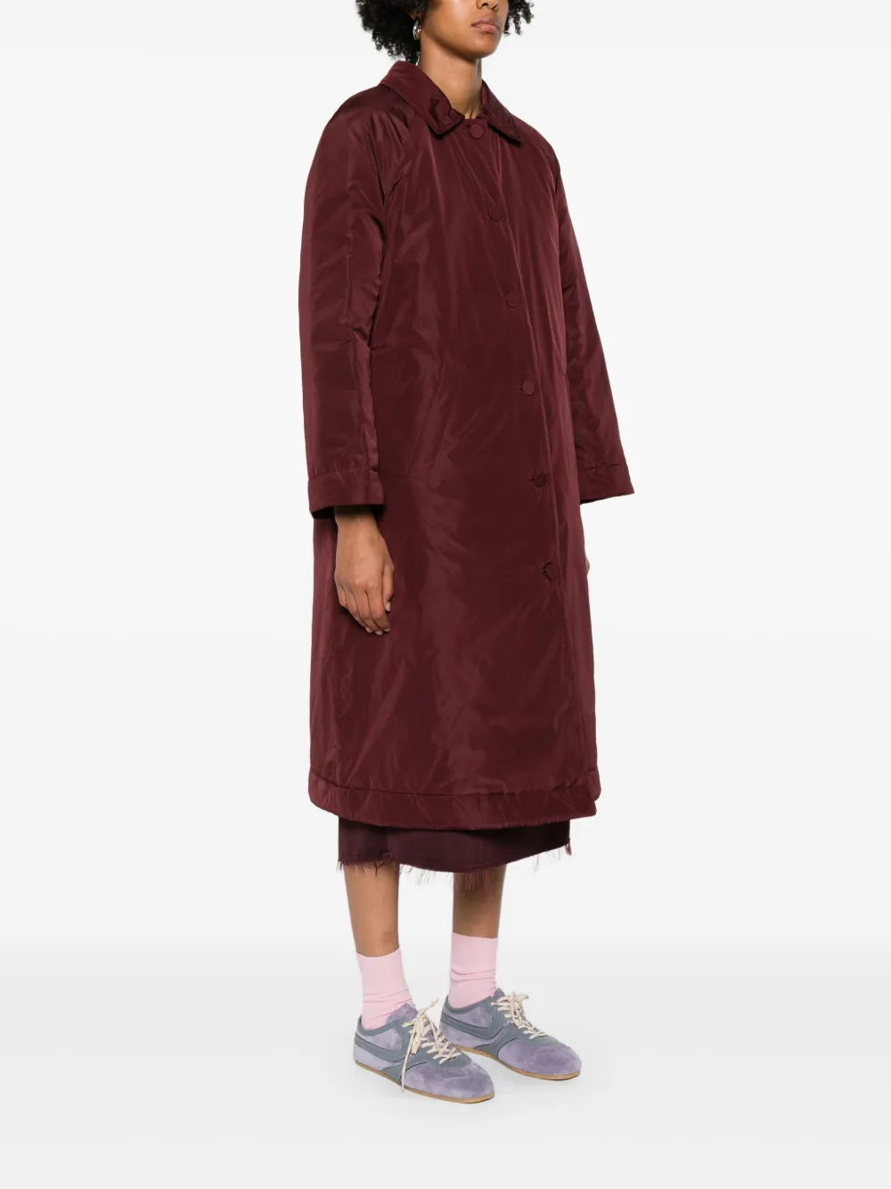 Niū Button-fastening Coat In Burgundy