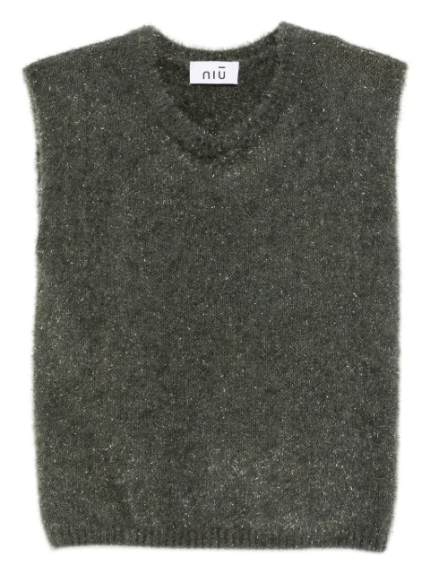 Niu metallic-flecked sleeveless top