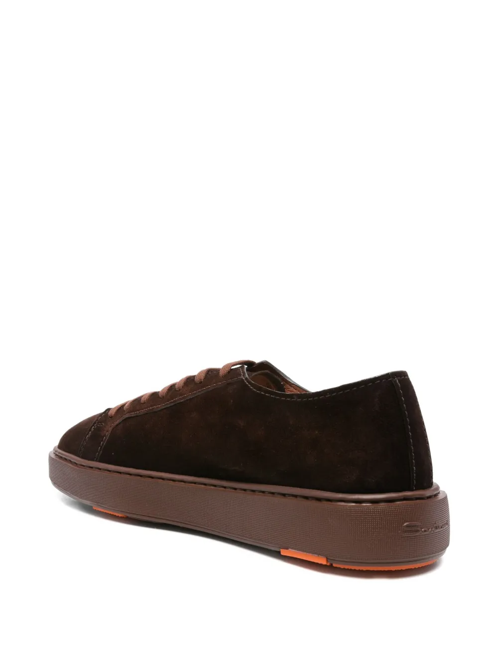 Santoni lace-up suede-leather sneakers Brown