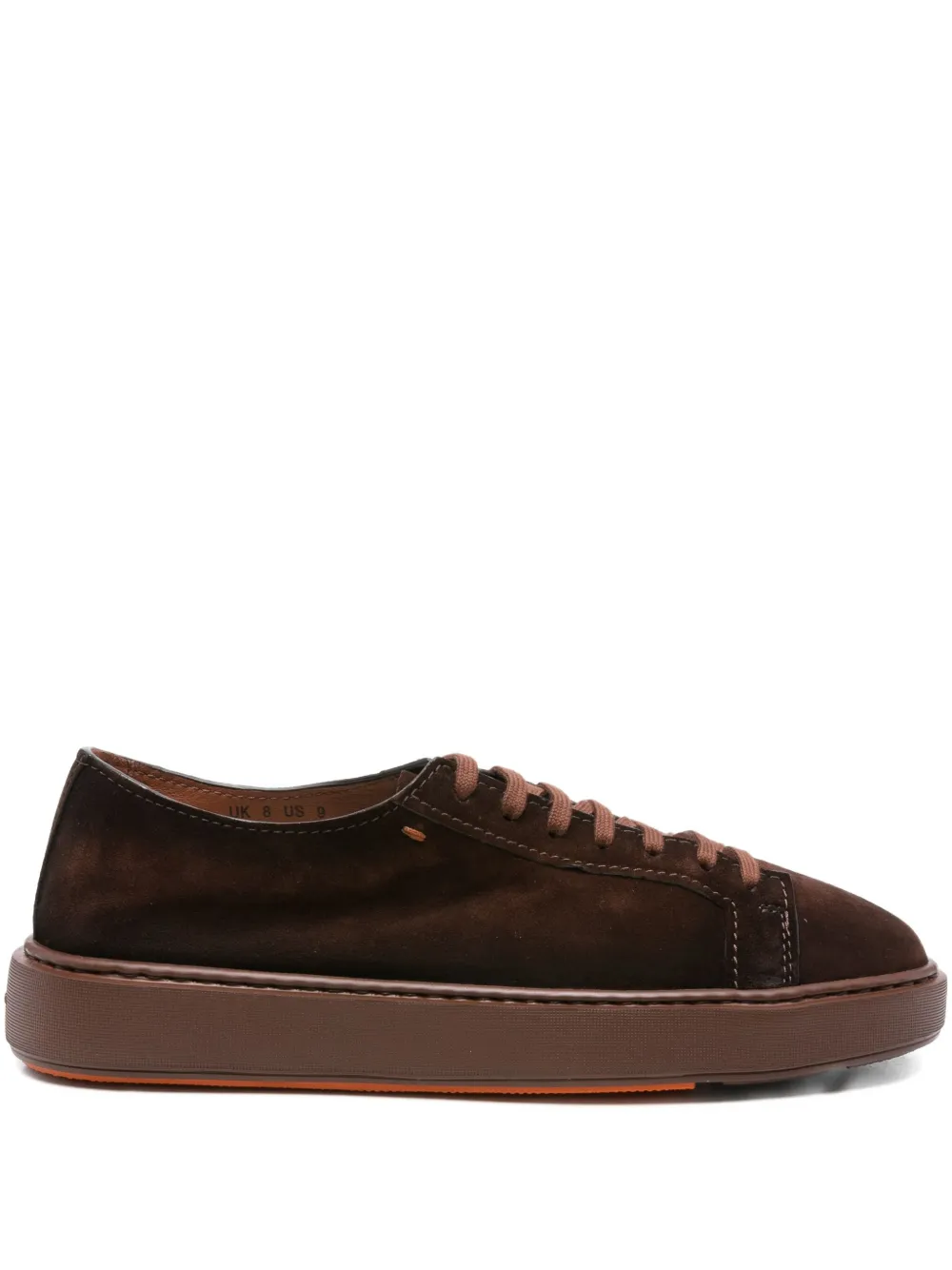 Santoni lace-up suede-leather sneakers Brown