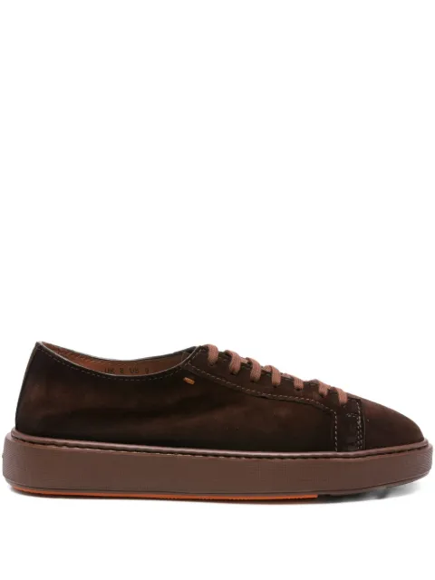 Santoni lace-up suede-leather sneakers
