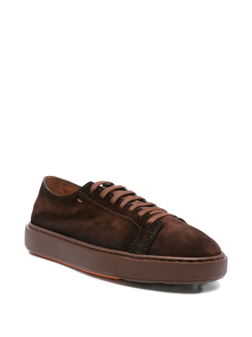 Santoni lace-up suede-leather sneakers Brown