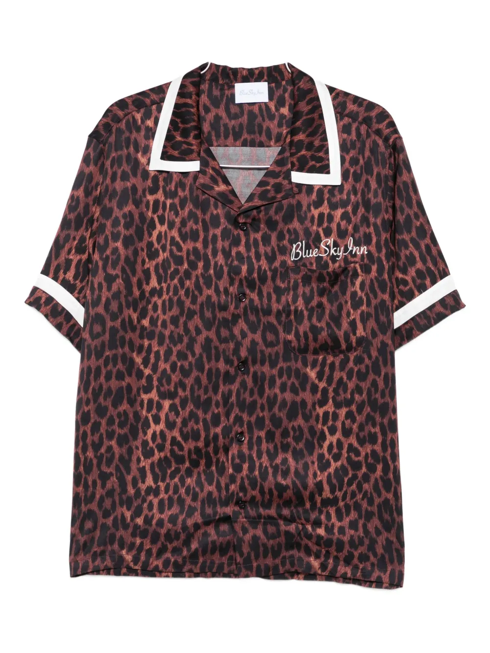 BLUE SKY INN leopard-print revere-collar shirt - Nero