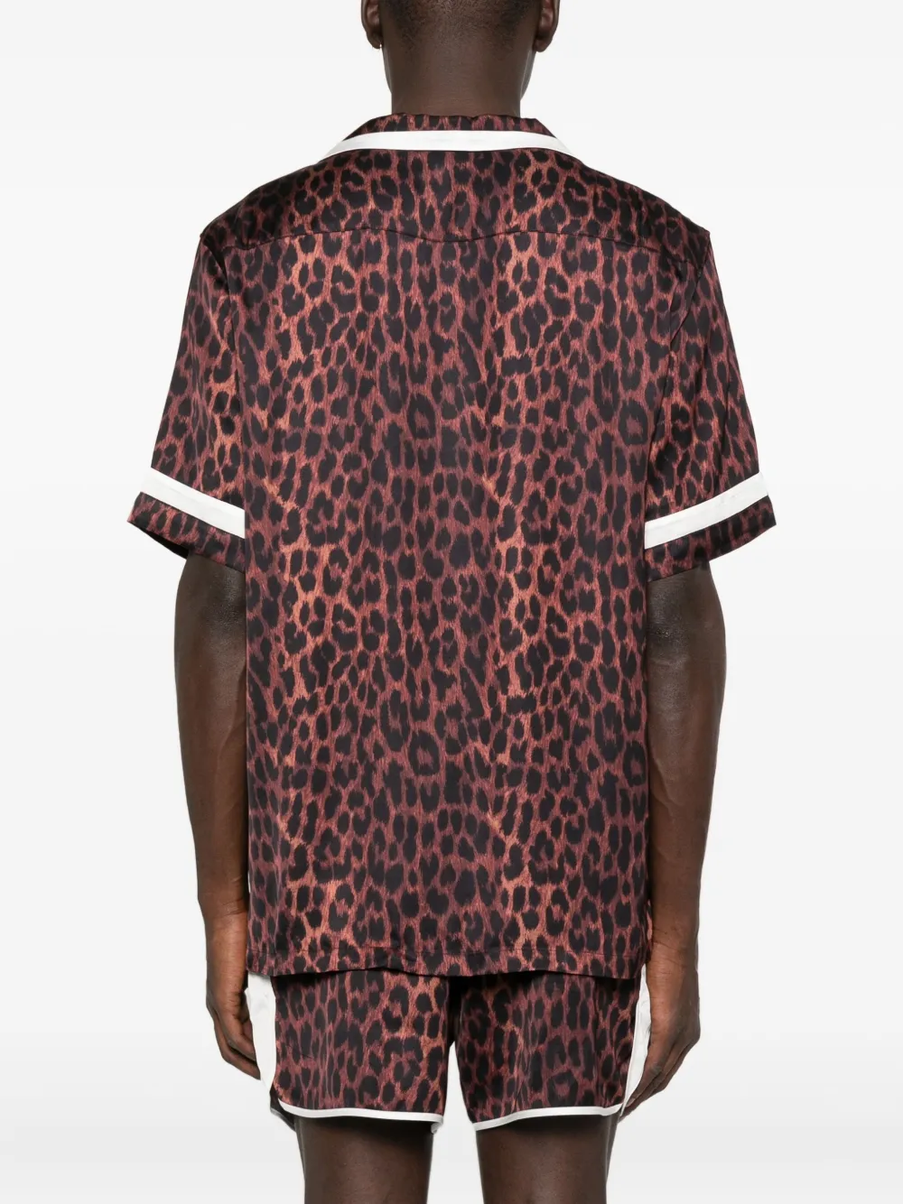 BLUE SKY INN leopard-print revere-collar shirt Zwart