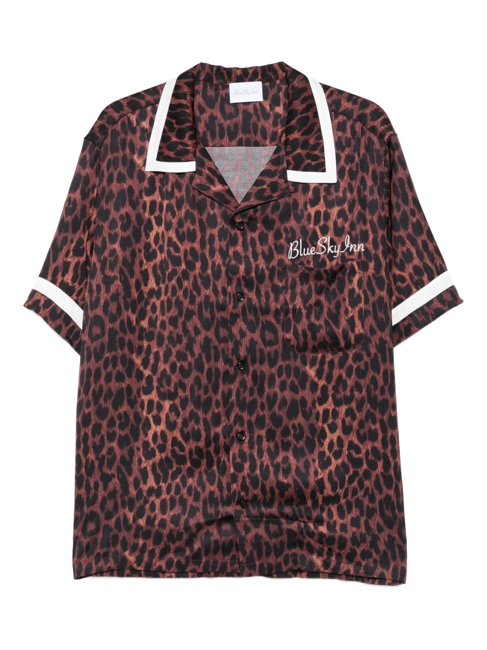 BLUE SKY INN leopard-print revere-collar shirt Zwart