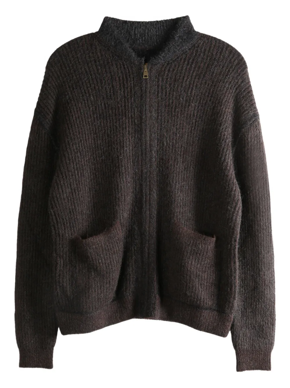 Uma Wang ribbed zip-front cardigan Zwart