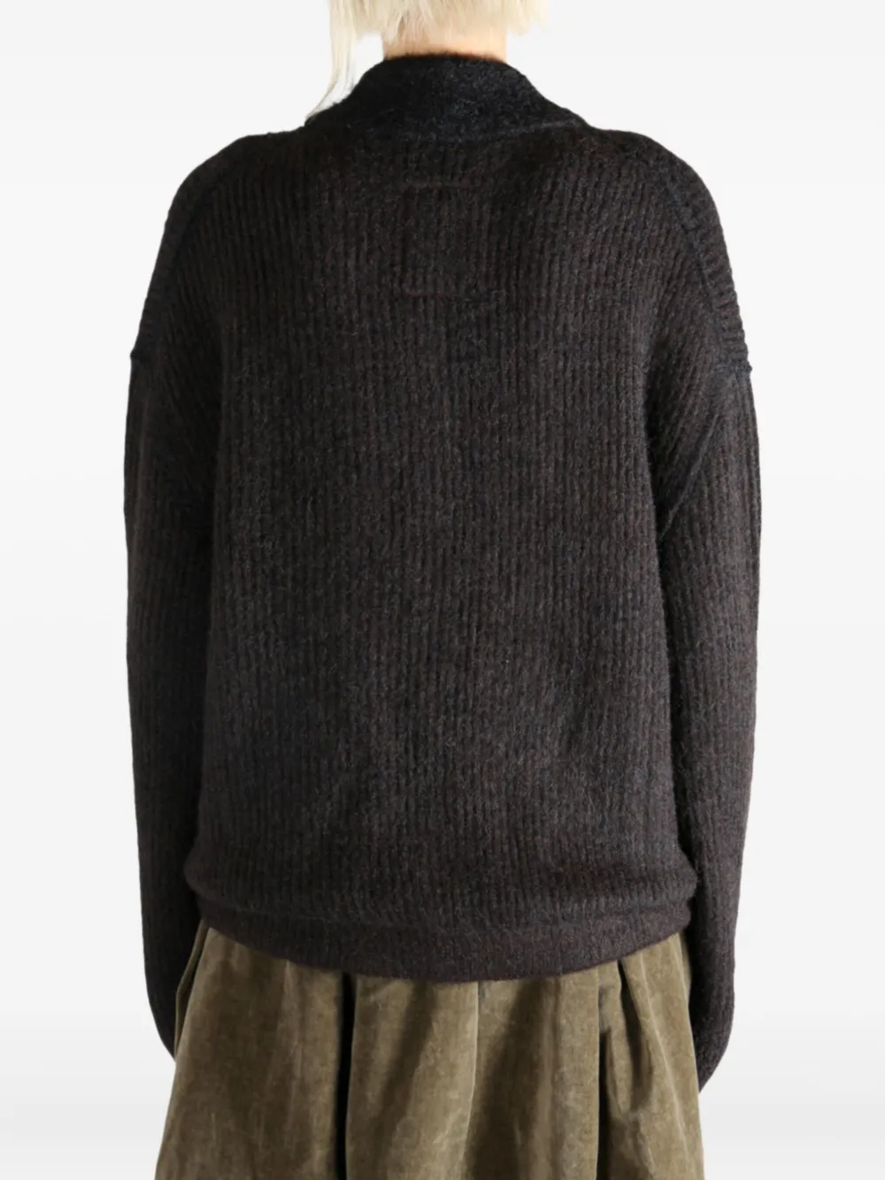 Uma Wang ribbed zip-front cardigan Zwart