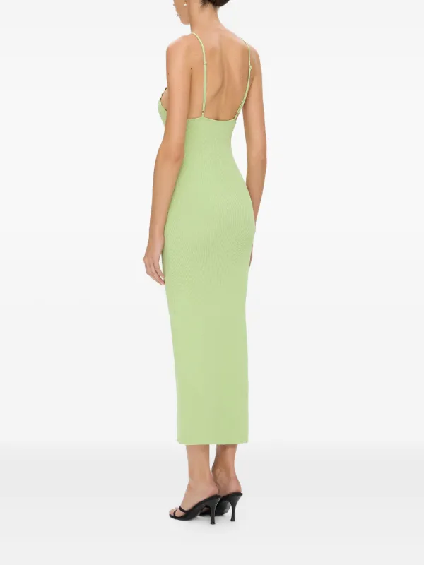 green emerald velvet dress Midi Green Ribbed Knit Dress – Secrets of Fashion main image 0