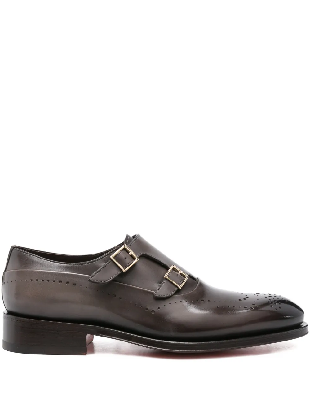 Santoni double-buckle monk shoes Grey