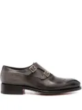 Santoni double-buckle monk shoes - Brown