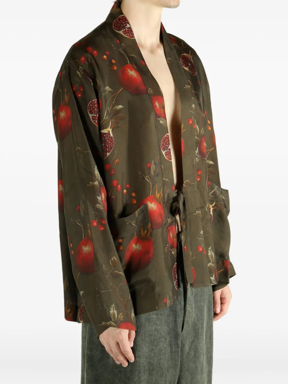 Uma Wang Jester pomegranate-print jacket Groen