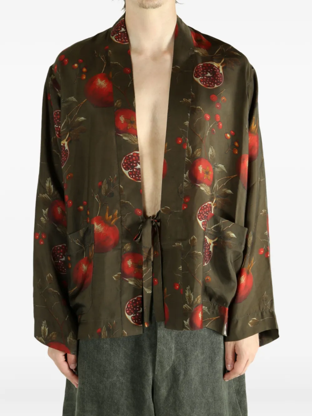 Uma Wang Jester pomegranate-print jacket Groen