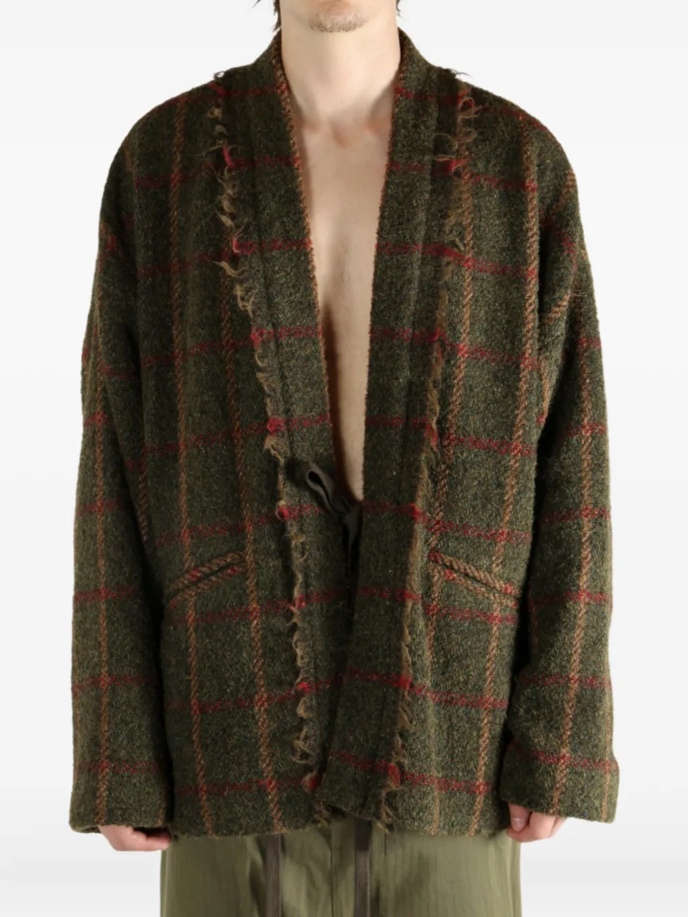 Uma Wang Jolla check-pattern jacket Groen