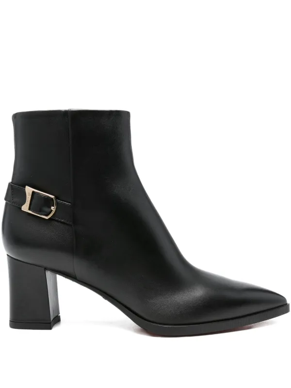 Santoni 70mm Buckle-detail Pointed-toe Boots in Black