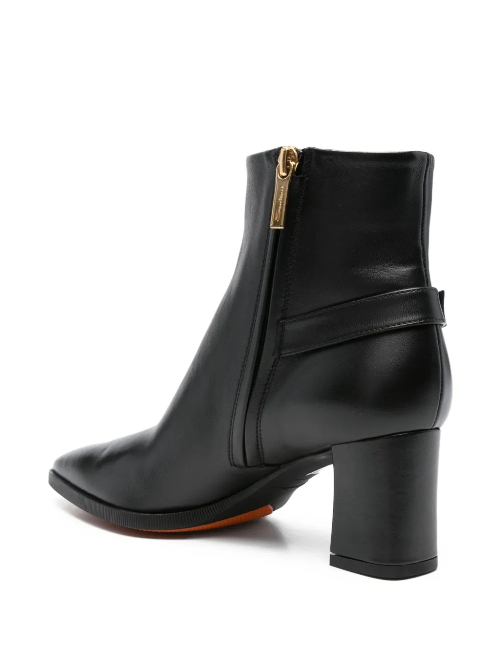 Santoni 70 mm laarzen met puntige neus en gespdetail Zwart